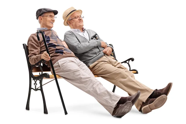 Two senior gentlemen sitting on a bench — Stock Photo, Image