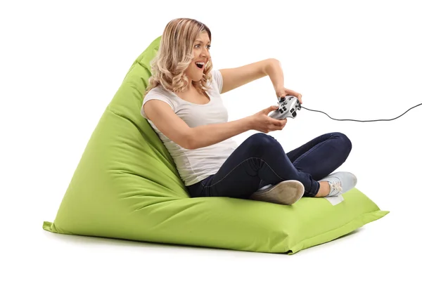 Radosne kobiety gry wideo — Zdjęcie stockowe