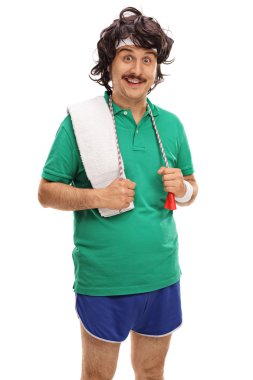 Retro adam bir atlama ip ile