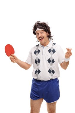 Retro erkek masa tenisi oyuncusu