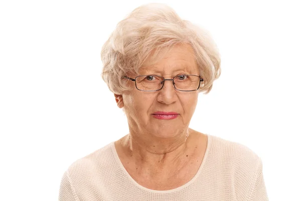 Elderly lady with glasses — Stock Photo, Image