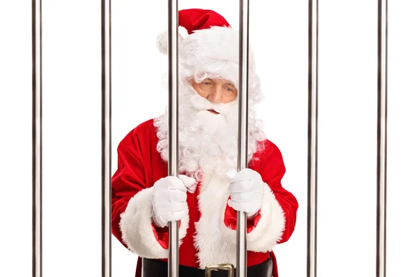 Babbo Natale dietro le sbarre in una prigione — Foto Stock