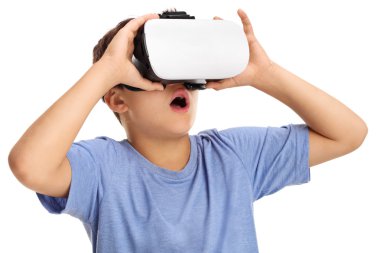 Neşeli çocuk bir Vr gözlük arıyorum