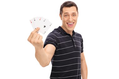 Şanslı adam tutarak kare as 