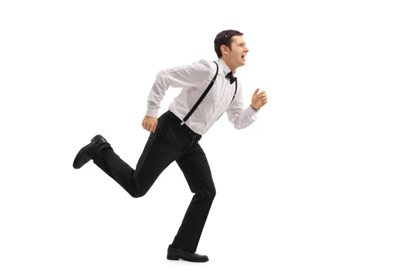 Hombre bien vestido corriendo — Foto de Stock