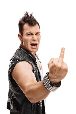 Punker showing his middle finger clipart