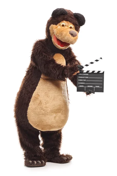 Niedźwiedź, trzymając clapperboard — Zdjęcie stockowe