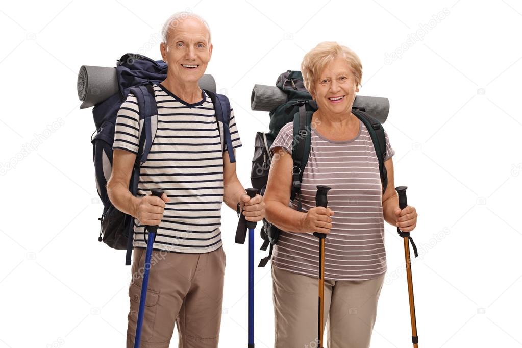 Hikers posing and looking at the camera