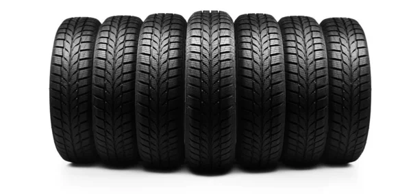 Front View New Vehcile Tires Isolated White Background — Stock Photo, Image