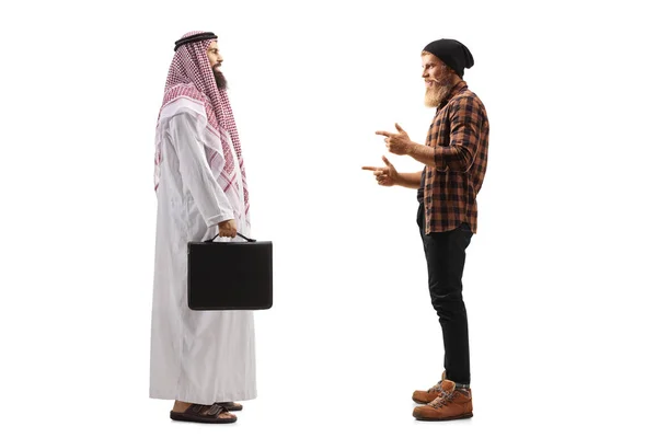 Volledige Profiel Shot Van Een Arabische Zakenman Een Traditionele Thobe — Stockfoto