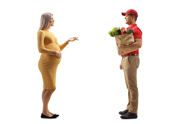 Volledig Profiel Shot Van Een Zwangere Vrouw Praten Met Een — Stockfoto