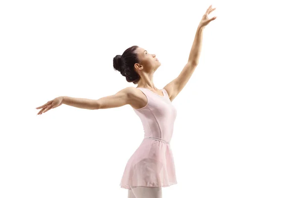 Gentle Female Ballet Dancer Performing Isolated White Background — Stock Photo, Image