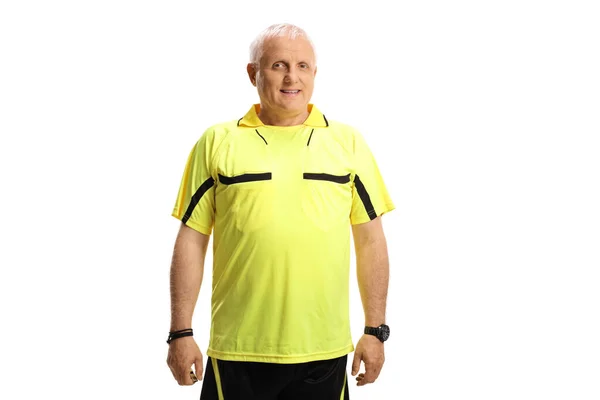 Mature Sports Referee Posing Isolated White Background — 图库照片