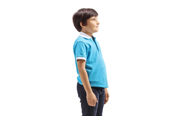 Kid Standing Waiting Isolated White Background — Stock Photo, Image
