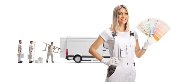 House Painting Service Workers Van Isolated White Background — Stock Photo, Image