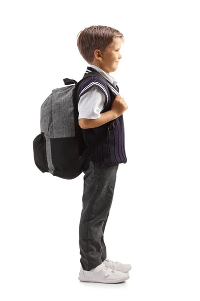 Profilbild Eines Netten Kleinen Schülers Uniform Der Isoliert Auf Weißem — Stockfoto