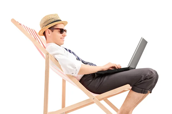 Casual businessman working on laptop — Stock Photo, Image