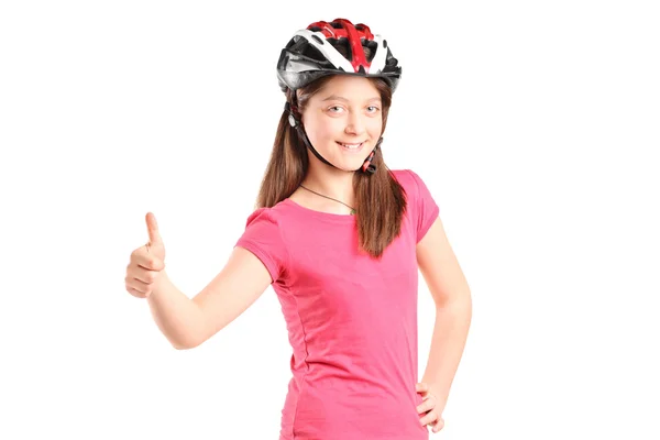 Ragazza soddisfatta con casco — Foto Stock