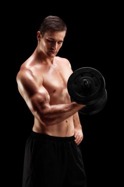 yakışıklı bodybuilder ile Halter egzersiz