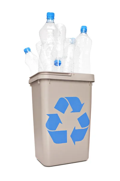 Recycle bin full of plastic bottles — Stock Photo, Image