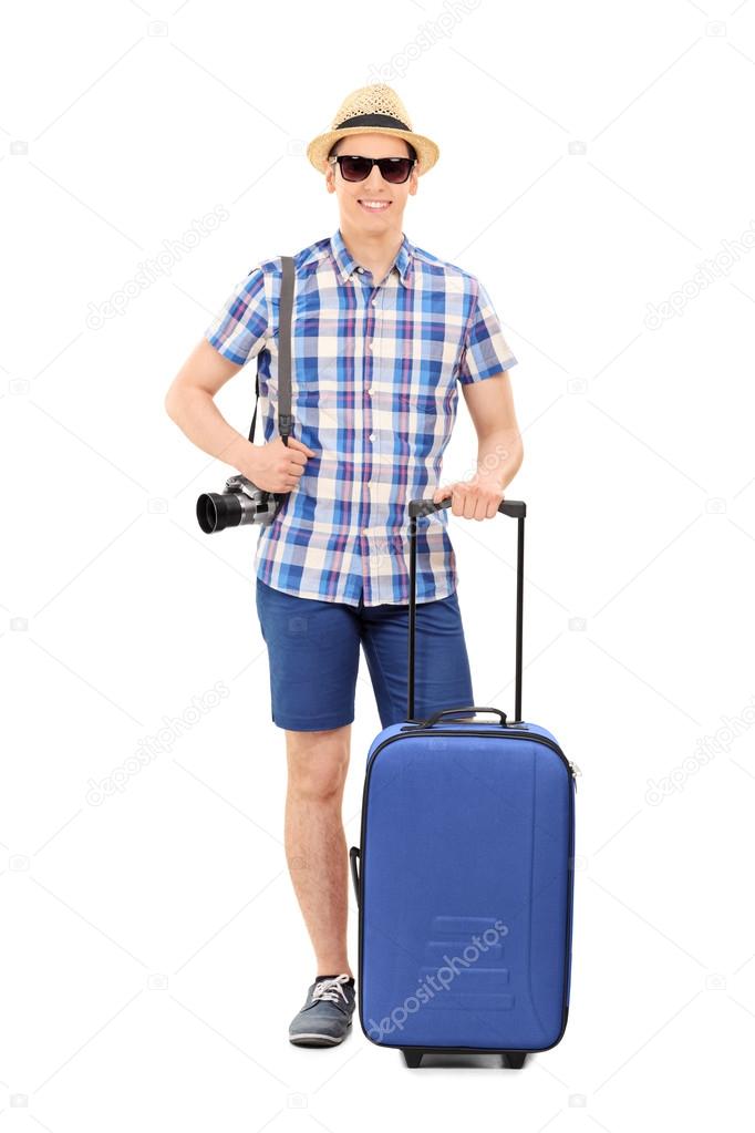 Male tourist with his baggage