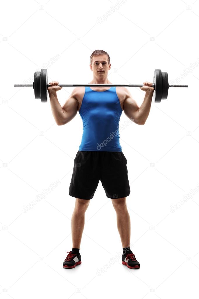 Man exercising with weight