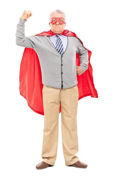 Mature man in superhero costume — Stock Photo, Image