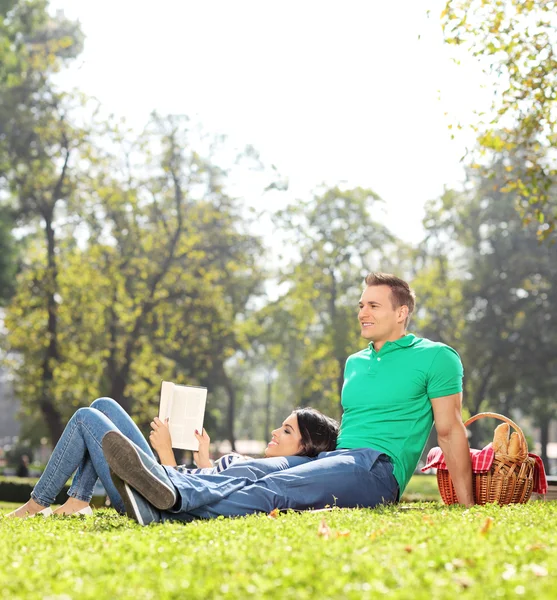 Pasangan yang sedang piknik di taman — Stok Foto