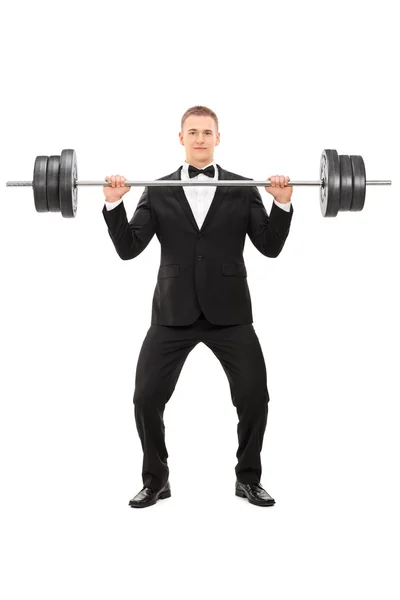 エレガントな男保持重量 — ストック写真