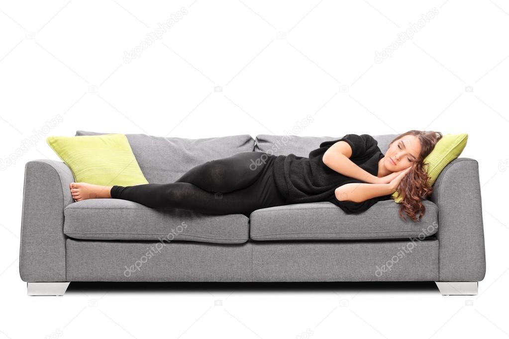 Chica Joven Durmiendo En El Sofá Fotografía De Stock © Ljsphotography