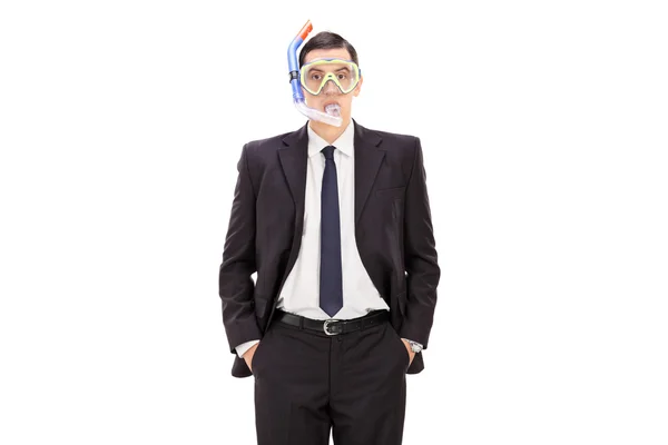 Businessman with diving mask — Stock Photo, Image