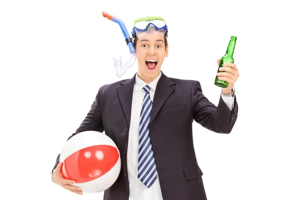 Businessman with snorkel — Stock Photo, Image