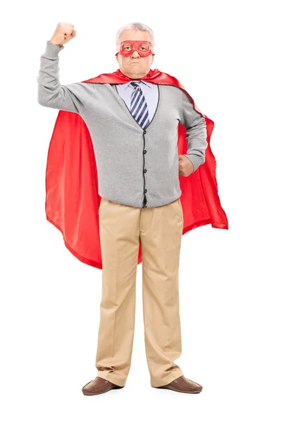 Senior in superhero outfit — Stock Photo, Image