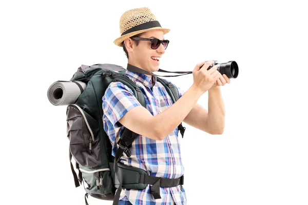 Turista tirar uma foto — Fotografia de Stock