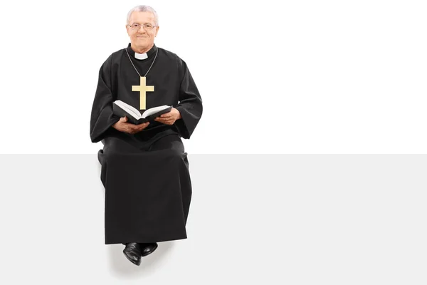 Prästen läser Bibeln — Stockfoto