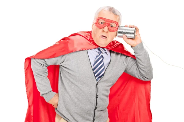 Shocked senior superhero — Stock Photo, Image