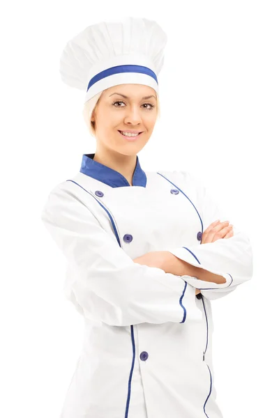 Kobieta kucharz w mundurze — Zdjęcie stockowe