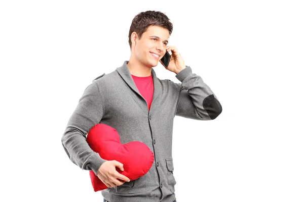 Man having romantic conversation on phone — Stock Photo, Image