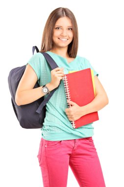 Güzel kız öğrenci holding defter