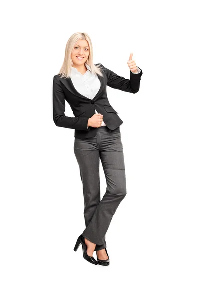 Businesswoman giving thumb up — Stock Photo, Image