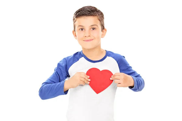 Cute little boy holding heart Stock Image