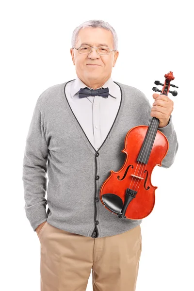 Mature violin player posing — Stock Photo, Image