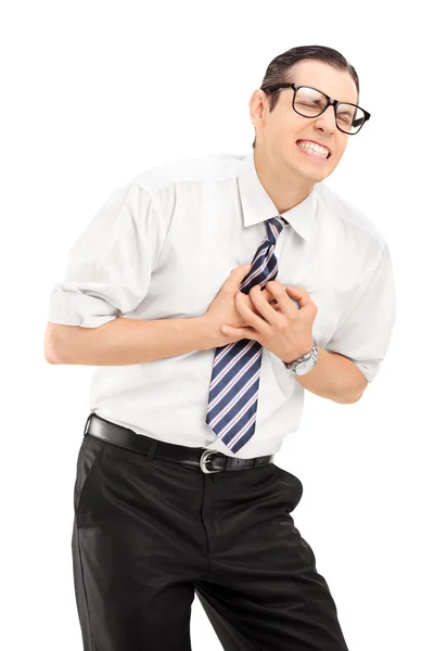 Mladý muž prožívá infarkt — Stock fotografie