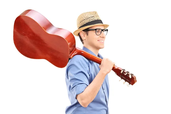 Guy with an acoustic guitar — Stock Photo, Image