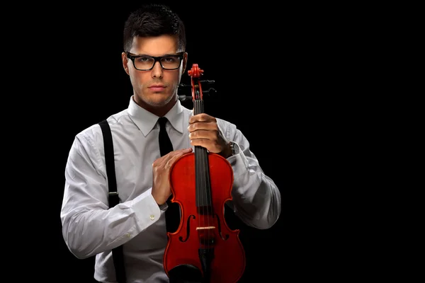 Joven músico con violín — Foto de Stock