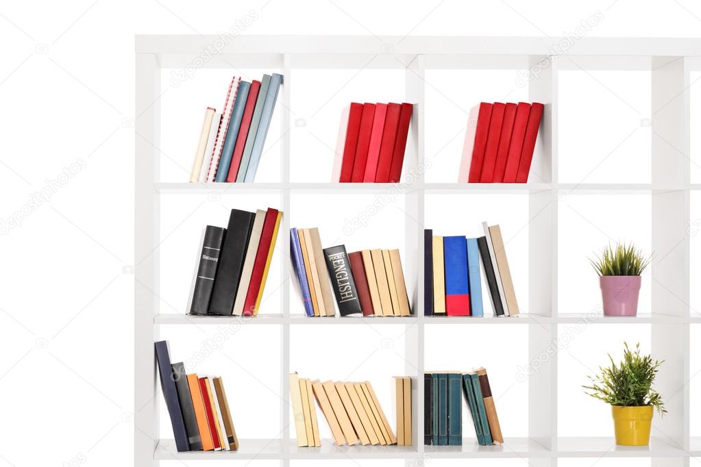 White wooden bookshelf