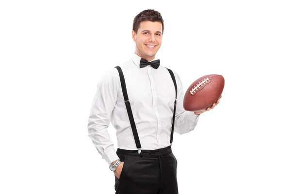 Stylish man holding football — Stock Photo, Image