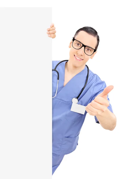 Male doctor giving thumb up — Stock Photo, Image