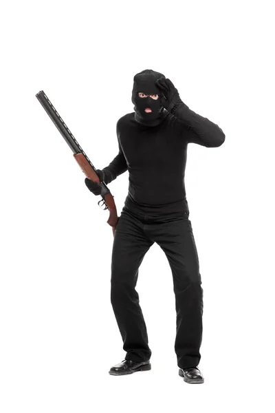 Burglar with rifle — Stock Photo, Image