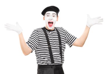 Mime artist gesturing with hands clipart